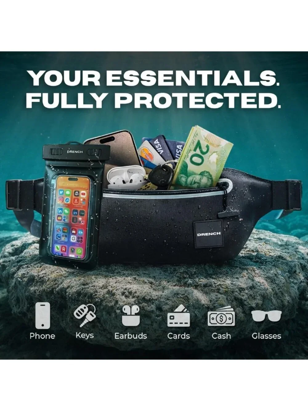 Waterproof Fanny Pack & Phone Pouch | Submersible Dry Bag for Swimming, Boating